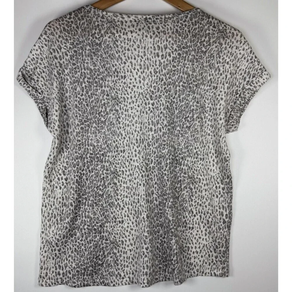 Joie Shirt Womens Small Animal Print Linen‎ Short Sleeve Lightweight Top Blouse